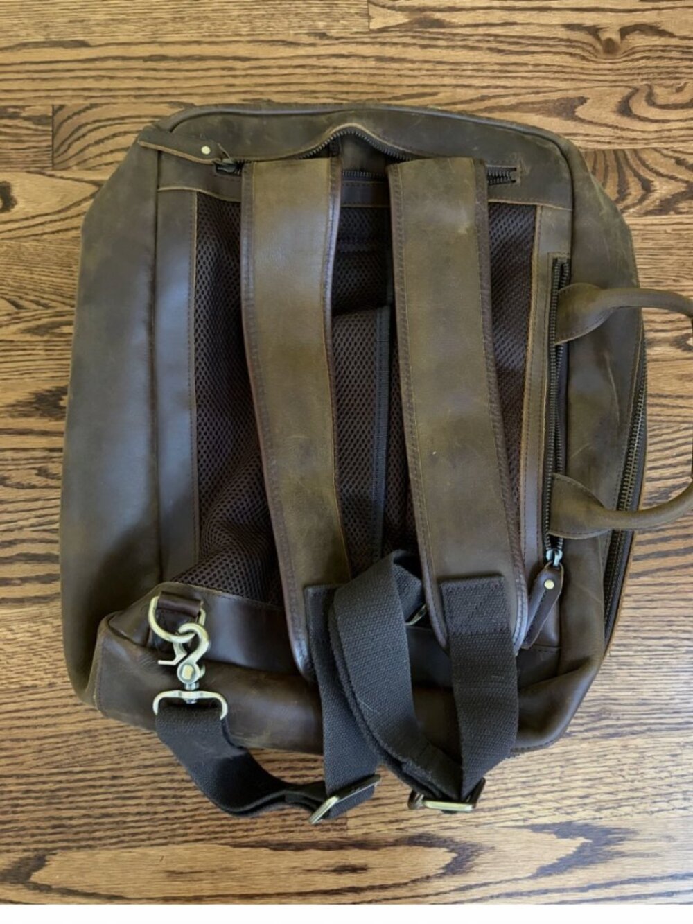 TIDING Mens Brown Leather Backpack Laptop Travel Bag Multi Pocket Distressed - Picture 2 of 8